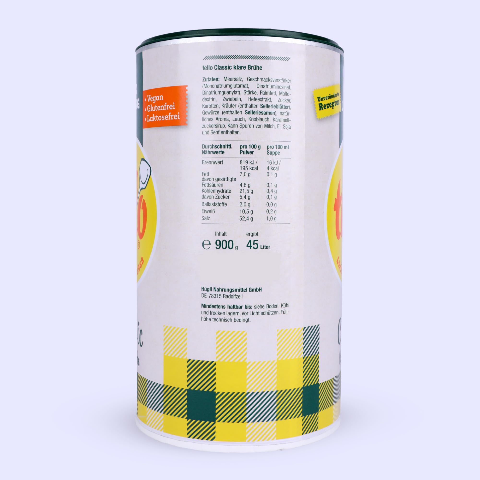 Tellofix Classic Klare Brühe 3x 900g Gemüsebrühe ohne Geschmacksverstärker vegan glutenfrei
