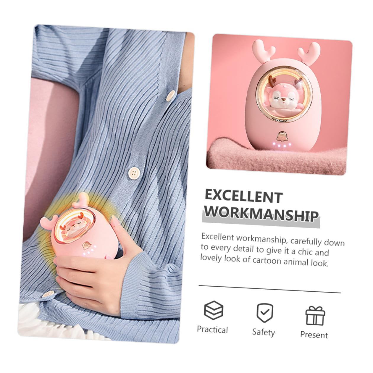 Gatuida Scaldamani USB Ricaricabile Portatile a Forma di Cartone Animato Funzione Power Bank Mini Scaldamani Riutilizzabile per Donne Regalo Pratico per Uso Quotidiano e Viaggi