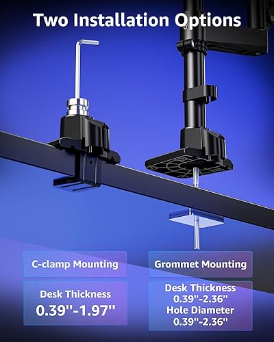 Miniatura 7 de MOUNTUP Soporte de monitor doble para apilamiento de pantalla curva de 49 pulgadas, brazo de monitor doble resistente con capacidad para 4.4-44