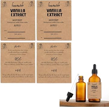 Homemade Vanilla Extract Labels Stickers Personalized for Handcrafted Vanilla Bottles.labels for Spice Jars.homemade vanilla extract stickers Holiday Christmas Gifts 24