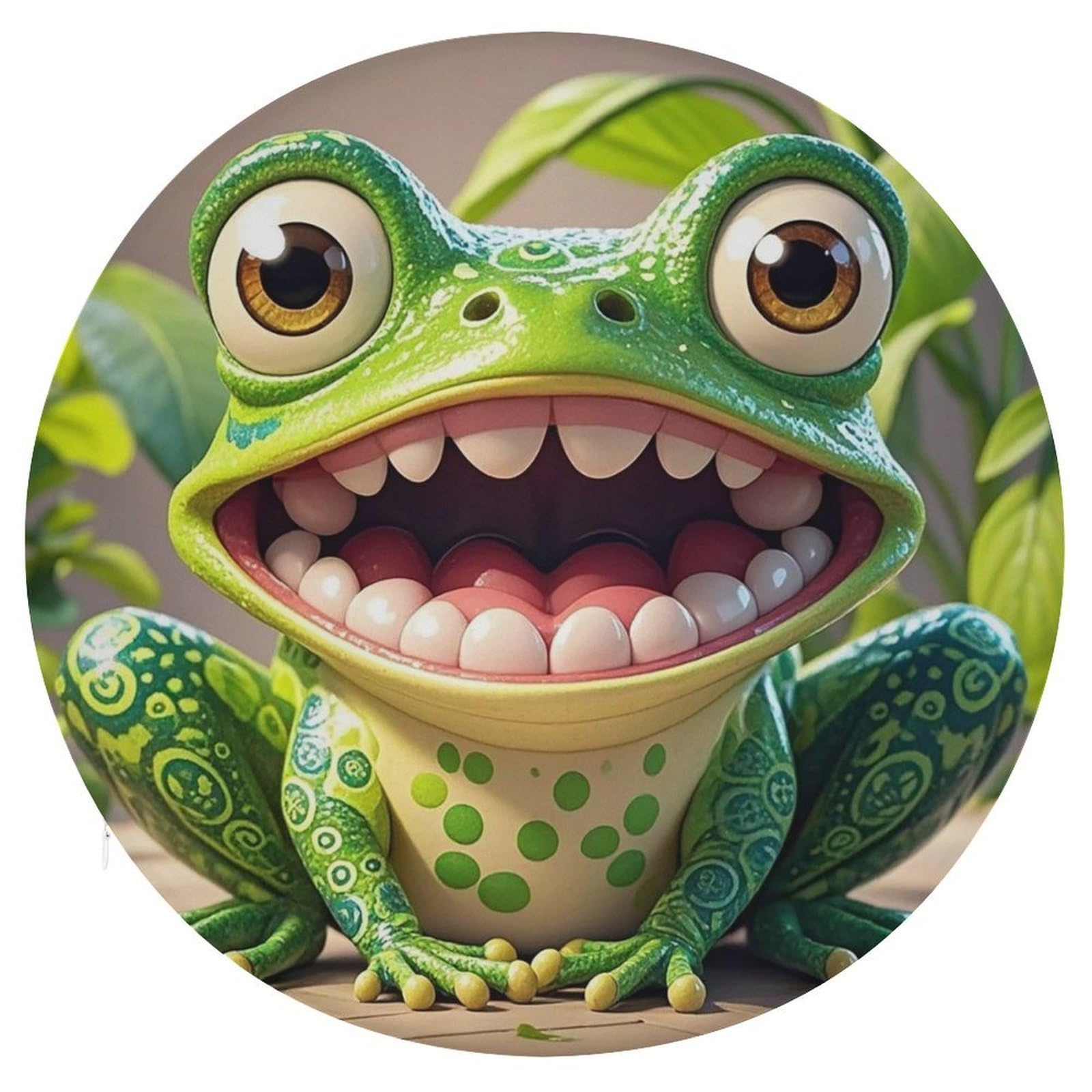 LZQPOEAS Frog with Mouth Open Cartoon Swivel Seat Cushion with Supportive Memory Foam Comfort Round Bar Stool Cushion 15.3" Diameter Rotating Seat Cushions Fashion Chair Pad for Car Office Home