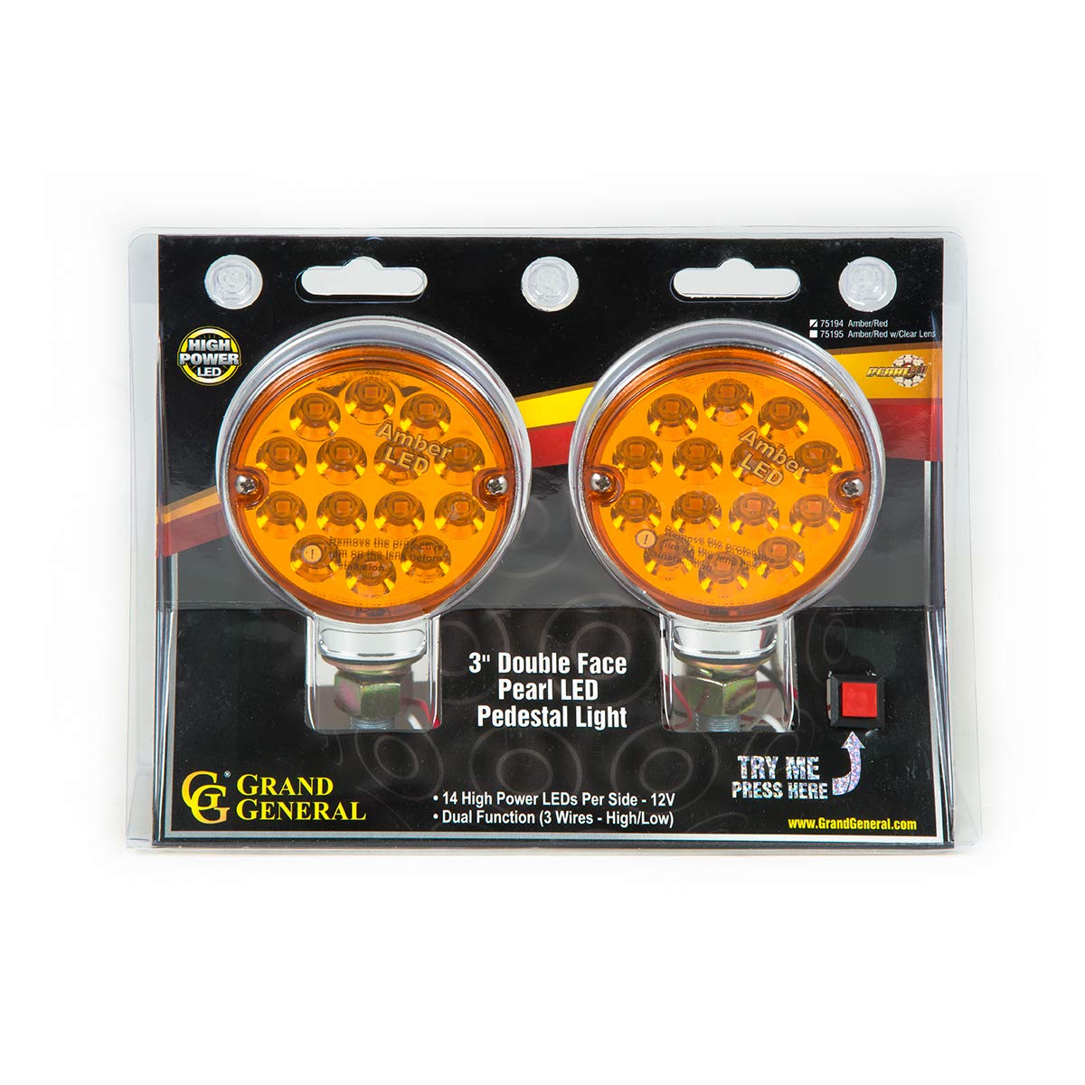Grand General 75191 LED-Leuchte Doppelseitig, Bernstein/bernstein, 7,6 Cm – Für LKW & Anhänger | DOT-zugelassen