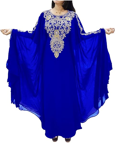 Dubai Kaftan for Women Beads Work Maxi Dress Gown Formal Chiffon African Wear - Roy...
