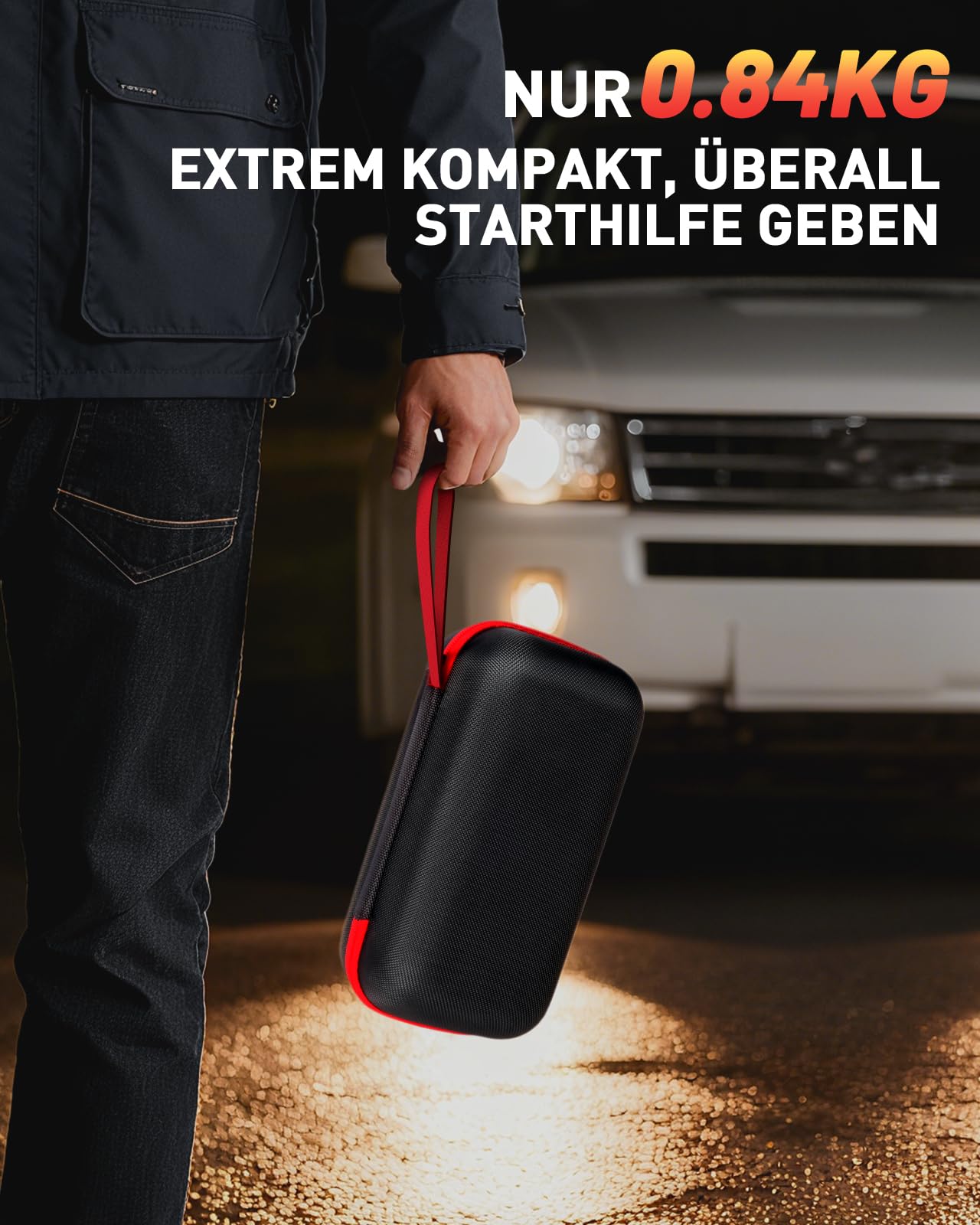 4000A Starthilfe Powerbank für Pkw 12V, 20000mAh Auto-Starthilfe mit LED