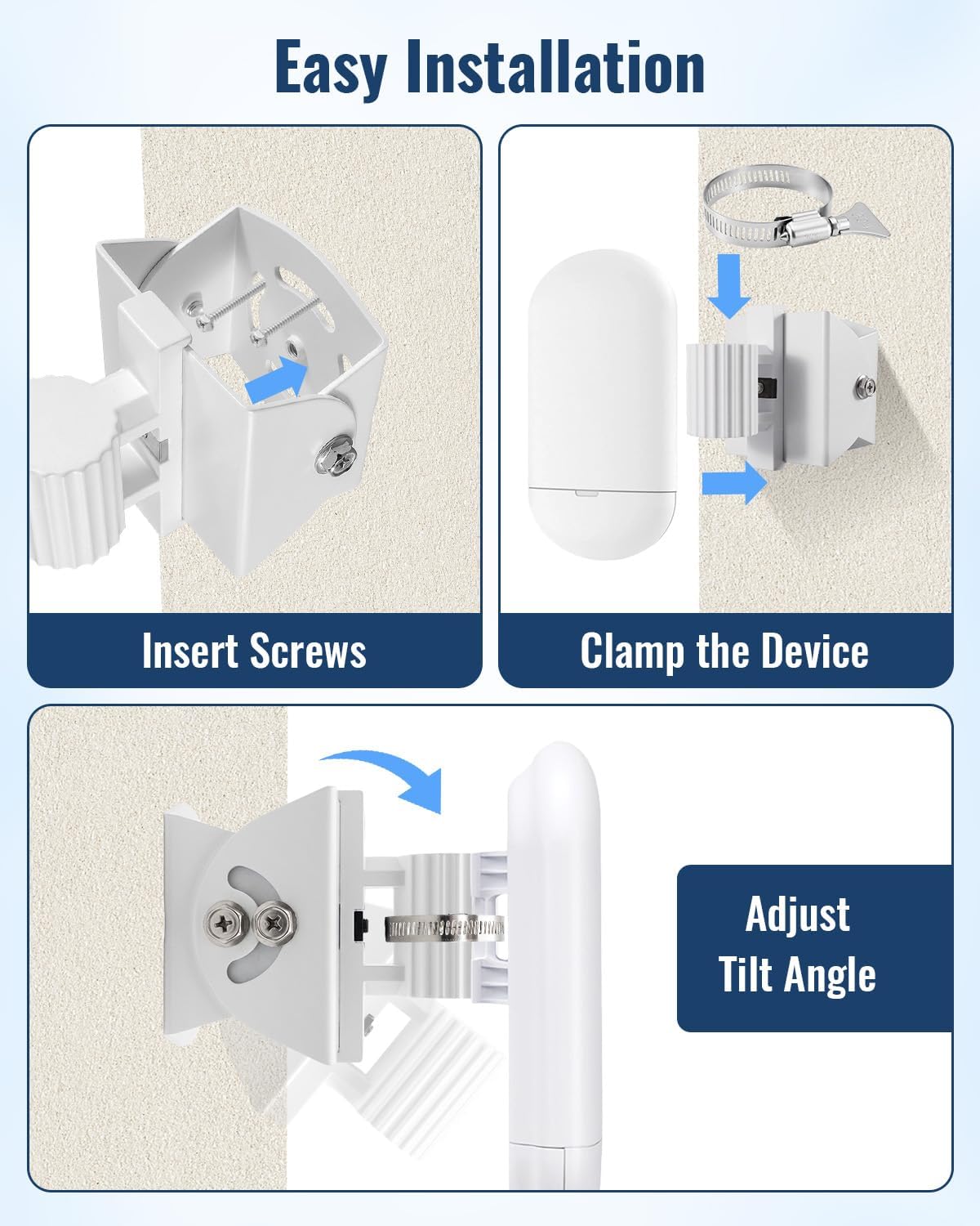 Wall Mount Bracket Fit for Ubiquiti NanoStation, Adjustable Outdoor Wireless Bridge Mount Compatible with NS-5AC Loco5AC NSM5 LocoM5 NSM2 LocoM2 LTU Lite