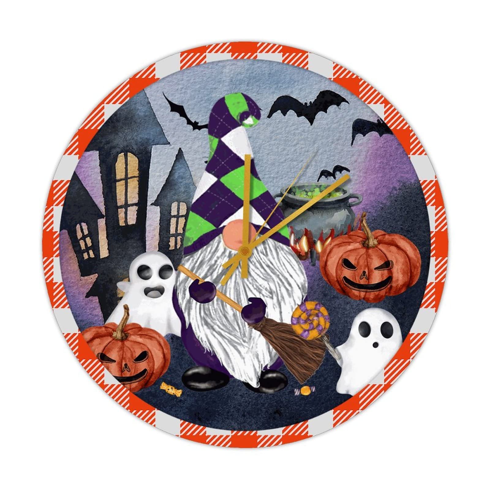Horloge ronde en bois Halloween Gnome, le cadeau idéal de Thanksgiving