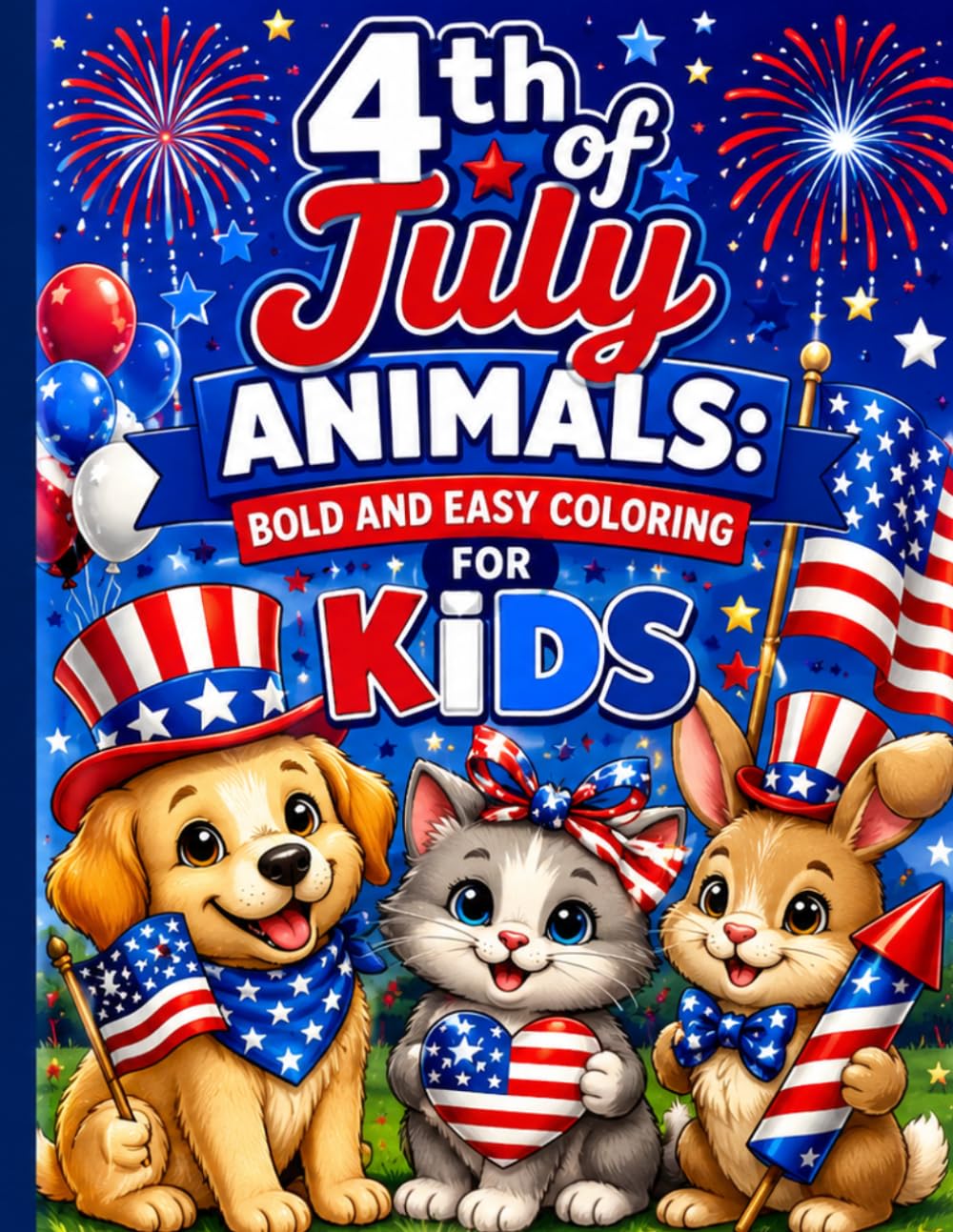 4th of July Animals: Bold and Easy Coloring for Kids