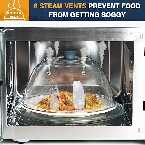 Miniatura 5 de Cubierta alta de vidrio para salpicaduras de microondas, fundas para horno de microondas para alimentos, tapa protectora de salpicaduras, sin BPA y