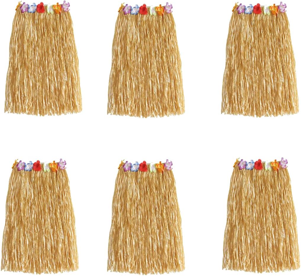 24" Adult's Flowered Luau Hula Skirts Pack of 6 Grass Color