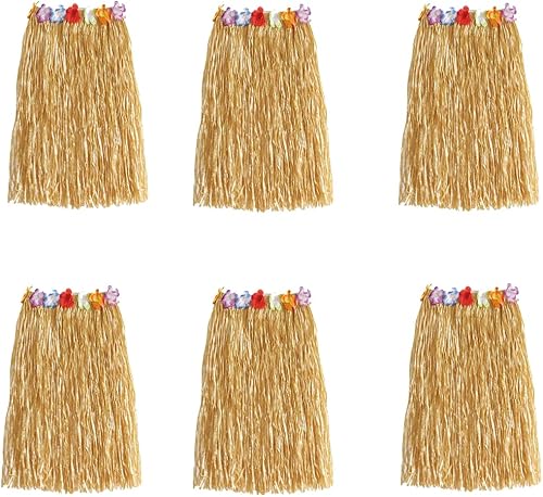 Faldas Luau Hula con flores para adultos de 24 pulgadas, paquete de 6 unidades, color hierba