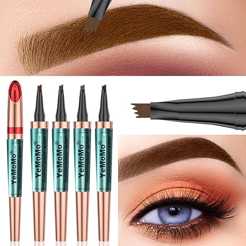 Miniatura 2 de Lápiz de cejas de 4 puntas, resistente al agua, de larga duración, oro rosa, 4 colores disponibles café claro, café oscuro, gris, negro (2# café