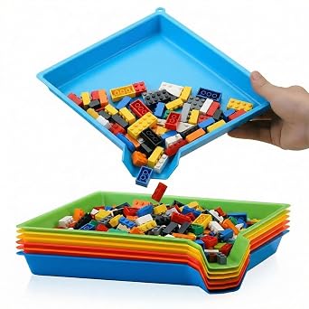 Reallnaive 6 Pcs Multicolor Plastic Art Sorting Funnel Trays Quick Sorting Activity Serving Tray Stackable Funnel Plate Craft Organizer for Classroom Home School DIY Projects Bright Color