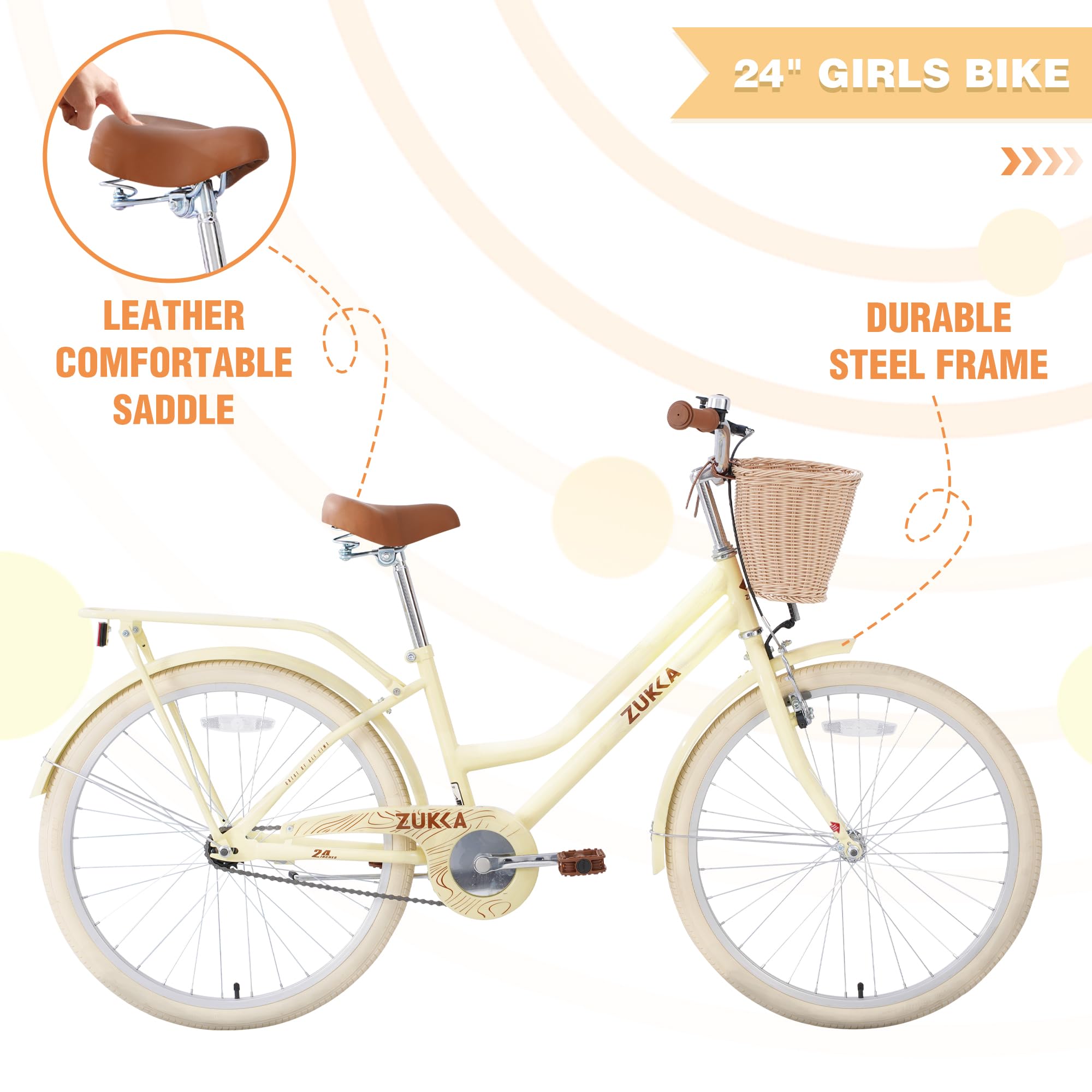 Amazon.com : ZUKKA Kids Bike 24 Inch Girls Bike with Basket Single