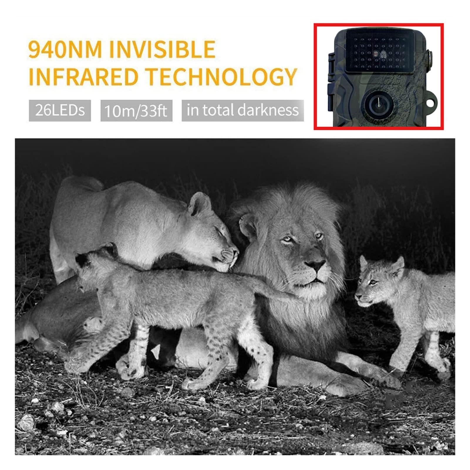 Camera di gioco Telecamera for la caccia alla fotocamera a infrarossi 108 0P IP66. Telecamera traccia impermeabile Piring Videoregistratore for videocamera a infrarossi Macchine fotografiche da caccia