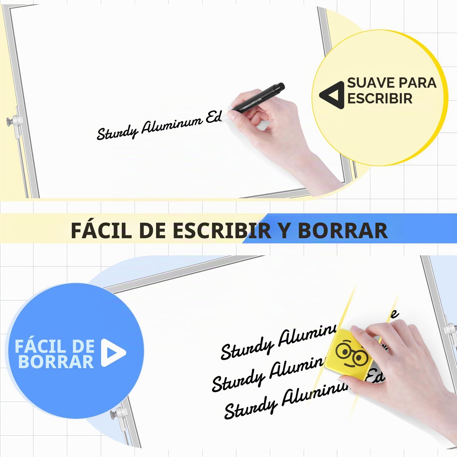 Ohuhu Mini Pizarra Blanca A3, Pizarra Blanca Pequeña de Borrado en Seco con 10 Rotuladores, 4 Imanes y 1 Borrador, 40 x 30 cm Pizarra Blanca Magnética de Escritorio de Doble Cara con Soporte, para