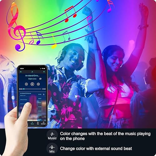 Miniatura 3 de Micomlan 82Ft/25m LED Strip Lights, Music Sync Color Changing RGB LED Strip Built-in Mic, Bluetooth APP Controlled Home Lighting for Living Room