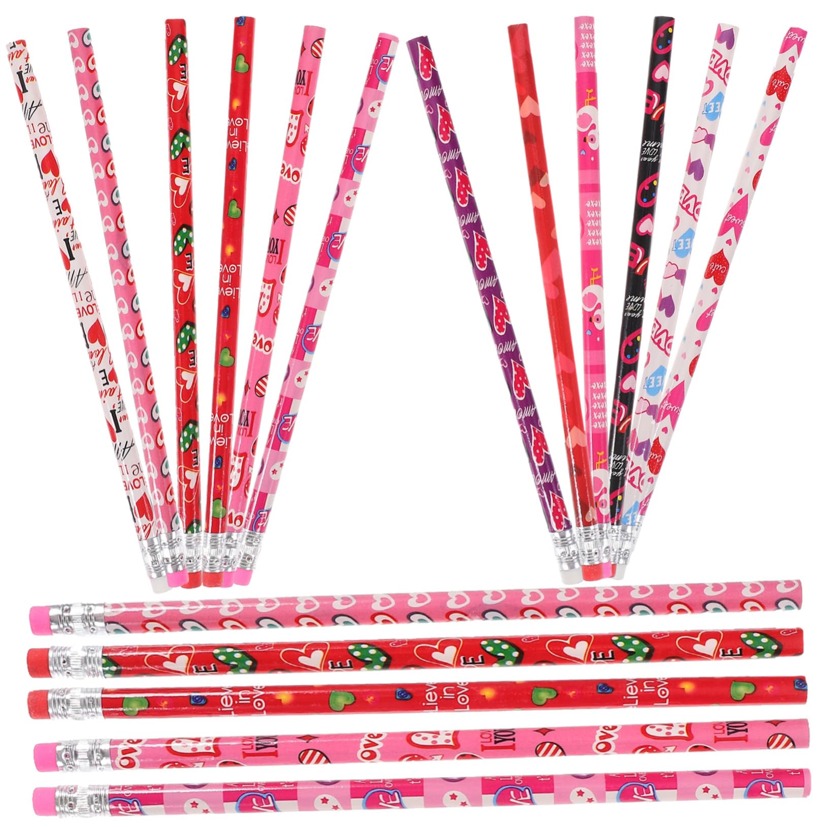 VILLCASE 5 Sätze Valentinstag Bleistift Pastell Textmarker Bleistifte Für Erwachsene Bleistift Pastelle Bleistifte Pastellstifte Doppelt Geknetet Einziehbar Led Radiergummi 48 Stück * 5