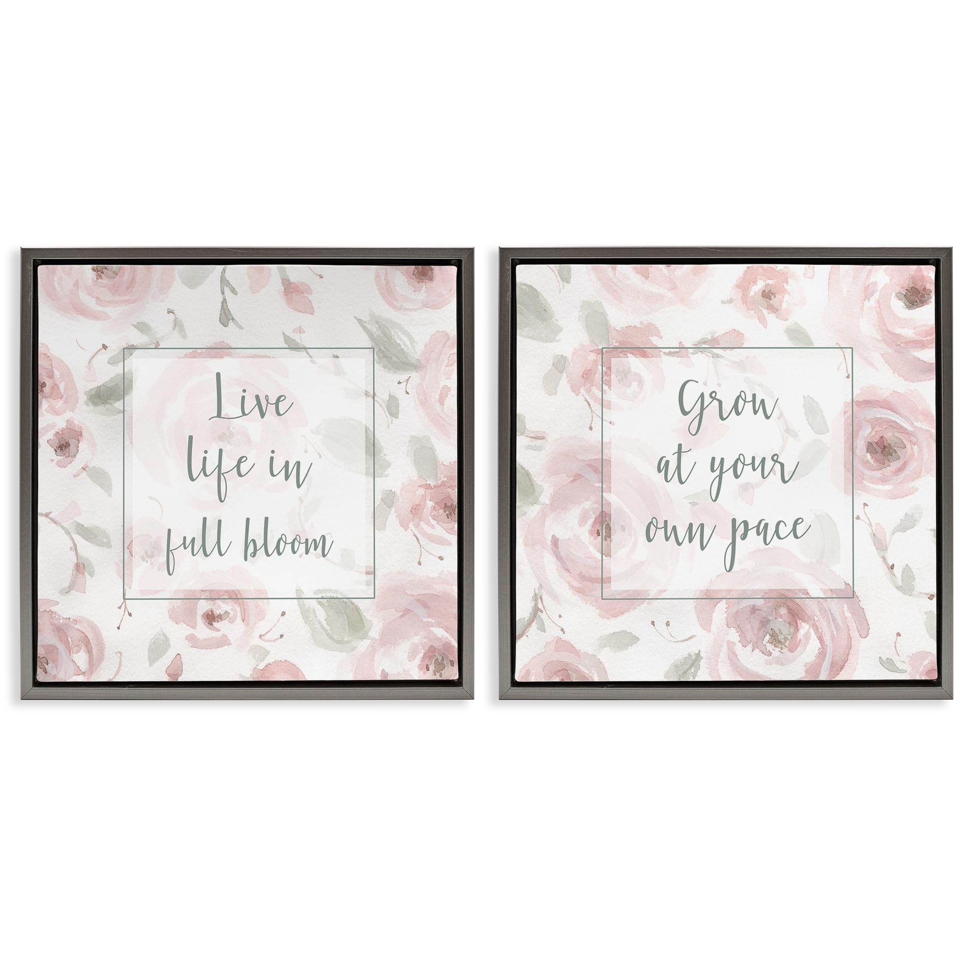 'Full Bloom at Your Pace Florals'| 2pc Floating Frame Art Set 2