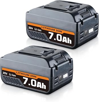 7.0Ah 20V 2Pack WA3520 Li-ion Replacement for Worx Battery WA3525 WA3575 | Fits WA3520 WA3525 WA3578 packs, WG151s WG251s WG540s WG890 blowers, trimmers, drills, charges on WA3732 WA3847 docks
