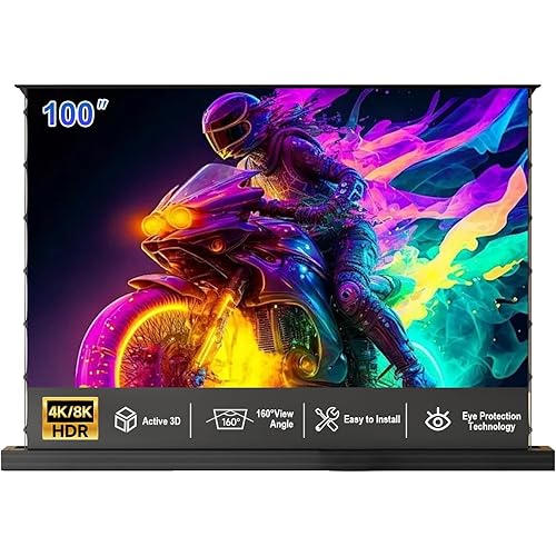IN&VI 100" Motorized Floor Rising Projector Screen for Ultra Short Throw Projector,Motorized Projector Screen 4KUltra HD Active,ALR CLR Movie Screen for Home Theater