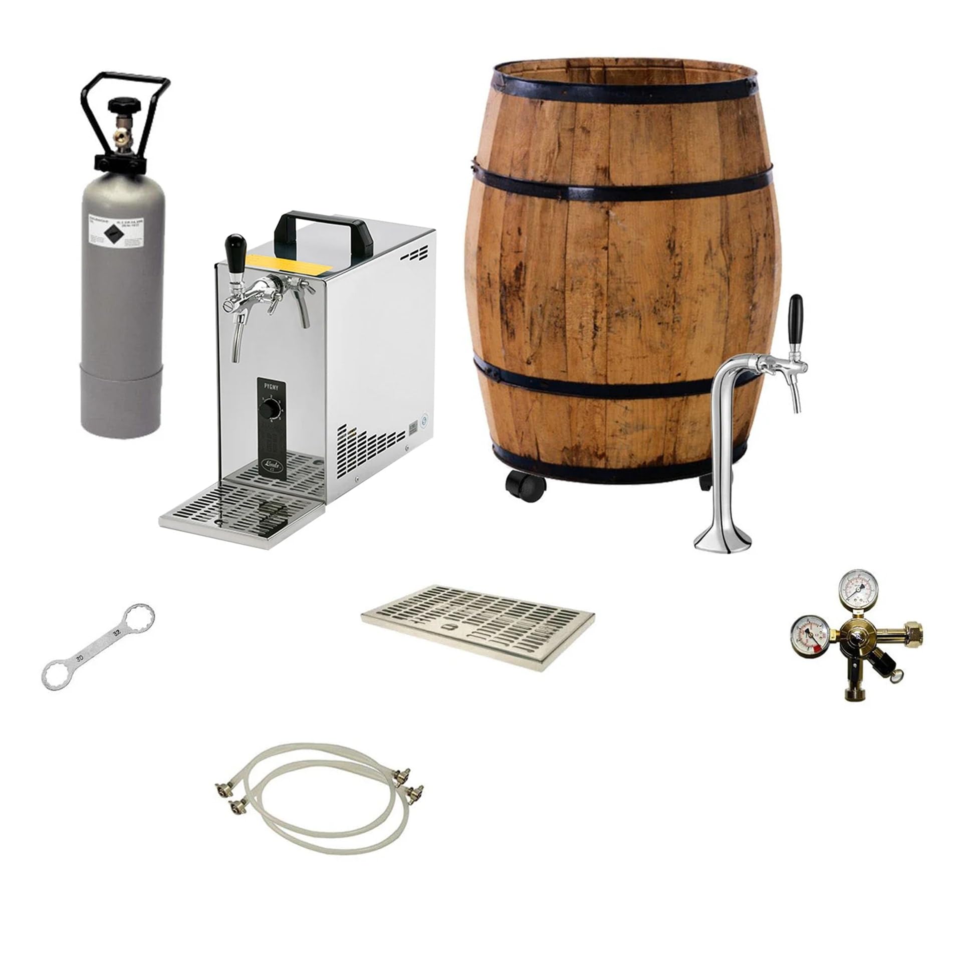 Set Completo impianto spillatura Birra Mobile barrique Pygmy 25 30 l/h con Testa Triangolare, Tipo G, per Birra Fino a 30 l