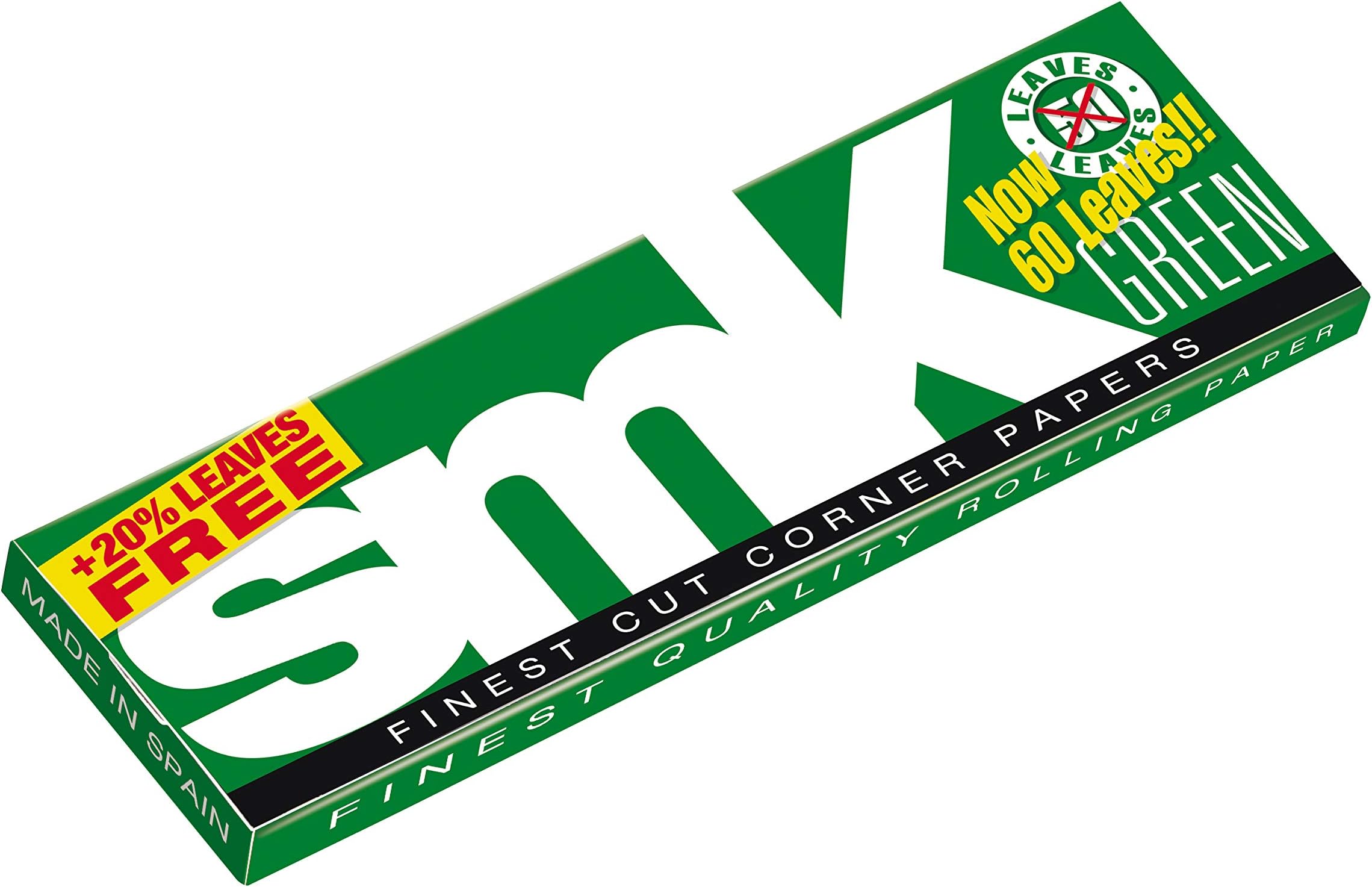 SMK Green Regular Corner Cut Cigarette Paper Small Size Full Box (Pack of 50 Booklets) + Free 2 Pcs Cone Holder Random Colour