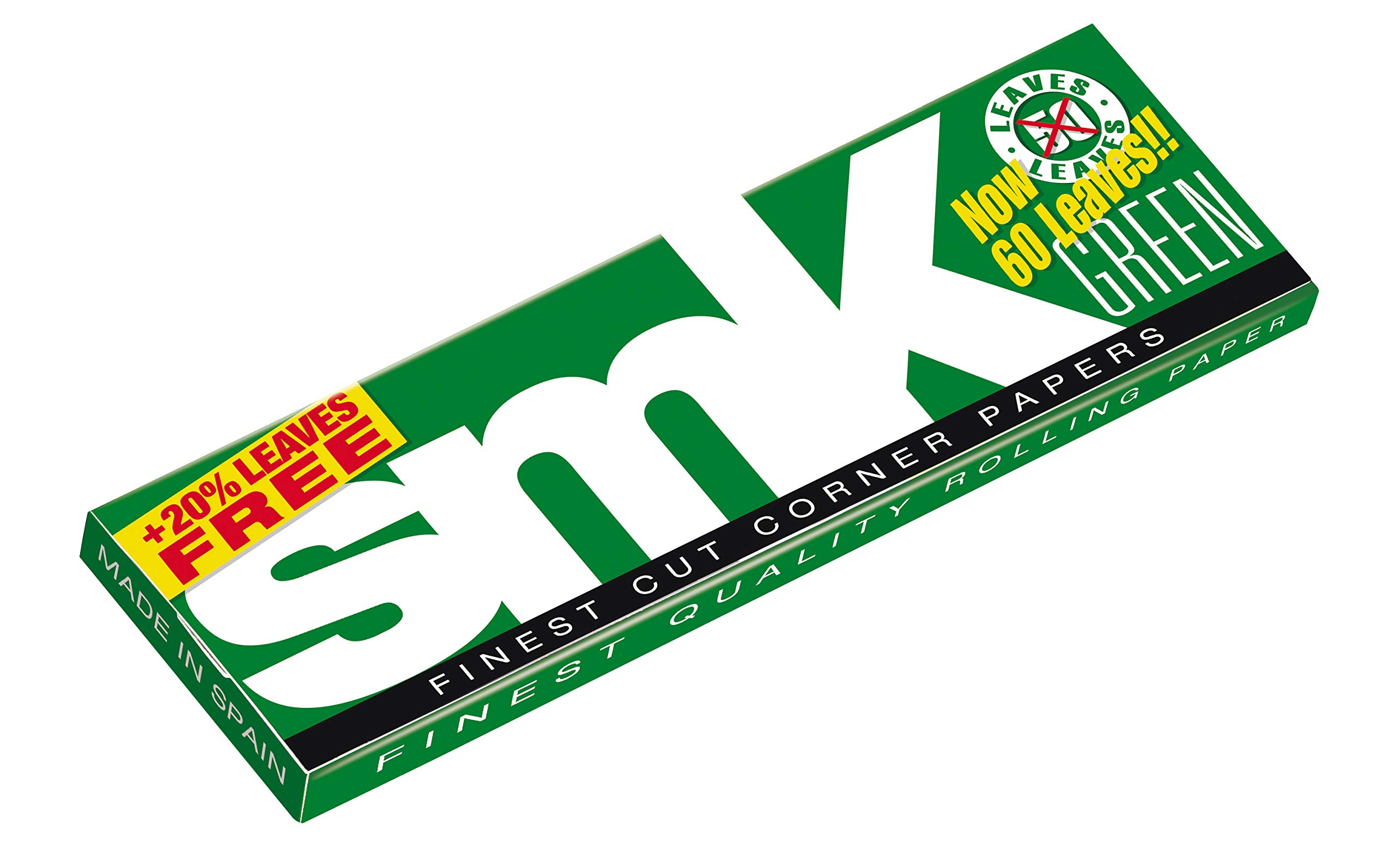 SMK Green Regular Corner Cut Cigarette Paper Small Size Full Box (Pack of 50 Booklets) + Free 2 Pcs Cone Holder Random Colour