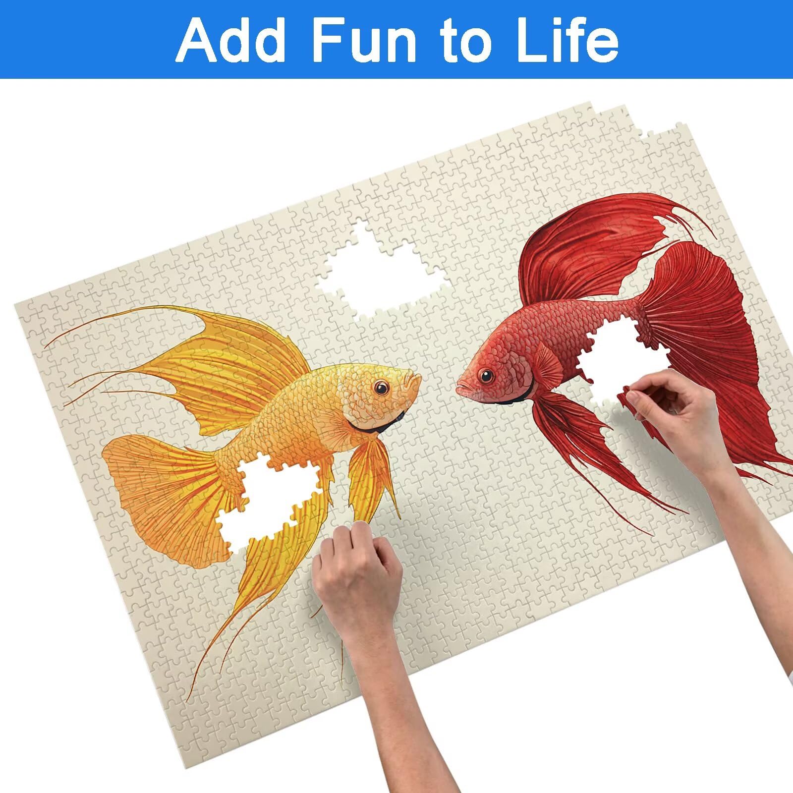 Puzzle 3000 sztuk karp koi, łamigłówka wędkarska 3000 sztuk sztuki dla dorosłych i dzieci, rozmiar: 122 x 81 cm, drewniane puzzle dla dorosłych z wykwintnym opakowaniem, pomysł na prezent dla kobiet