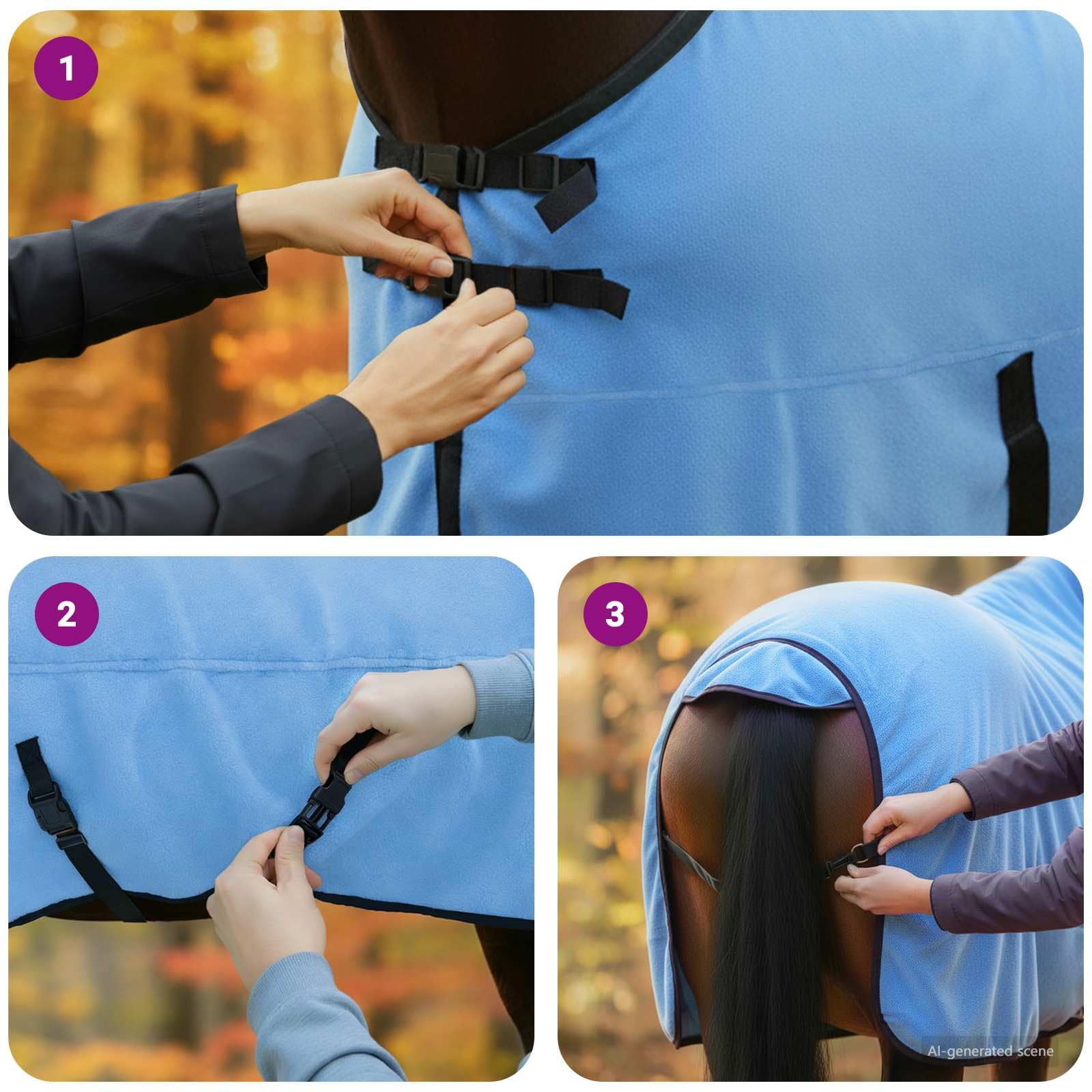Manta para caballos Aqua 165 cm, poliéster, transpirable, impermeable, resistente al viento, forro con funda extraíble ajustable para uso en invierno y exterior, protección óptima contra el