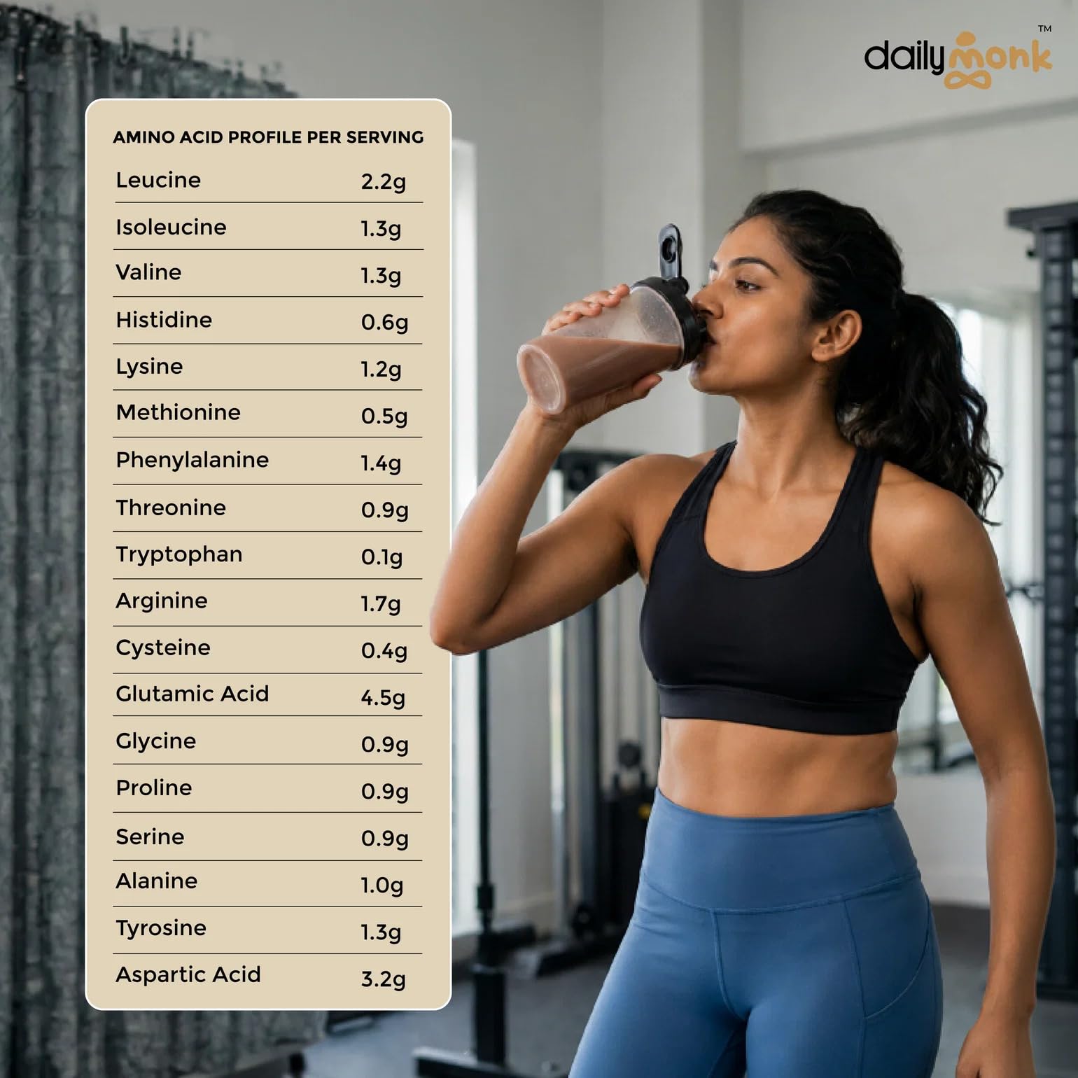 DailyMonk Plant Protein Powder Velvet Vanilla Cinnamon 500g | 25g Protein, 6g Fiber | Pea Protein Isolate | Easy to Digest & Gut-Friendly | Probiotics, Adaptogens & Superfoods | For Men & Women | No Added Sugar — Amazon image 8