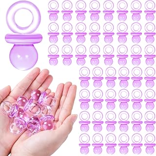 48 Pcs Acrylic Pacifiers for Baby Shower Game Boy Girl, 1.75’’ Baby Shower Pacifiers, Bulk Pacifier for Hunt Games, Decoration DIY, Gender Reveal Table Scatter, Party Favors(Purple)