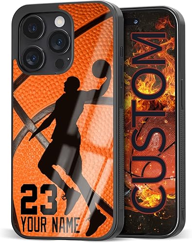 Funda de teléfono personalizada con nombre y número de baloncesto para iPhone 11 12 13 14 15 16 17 Pro Max Plus Mini Air Xs Xr, para Samsung A03 A13