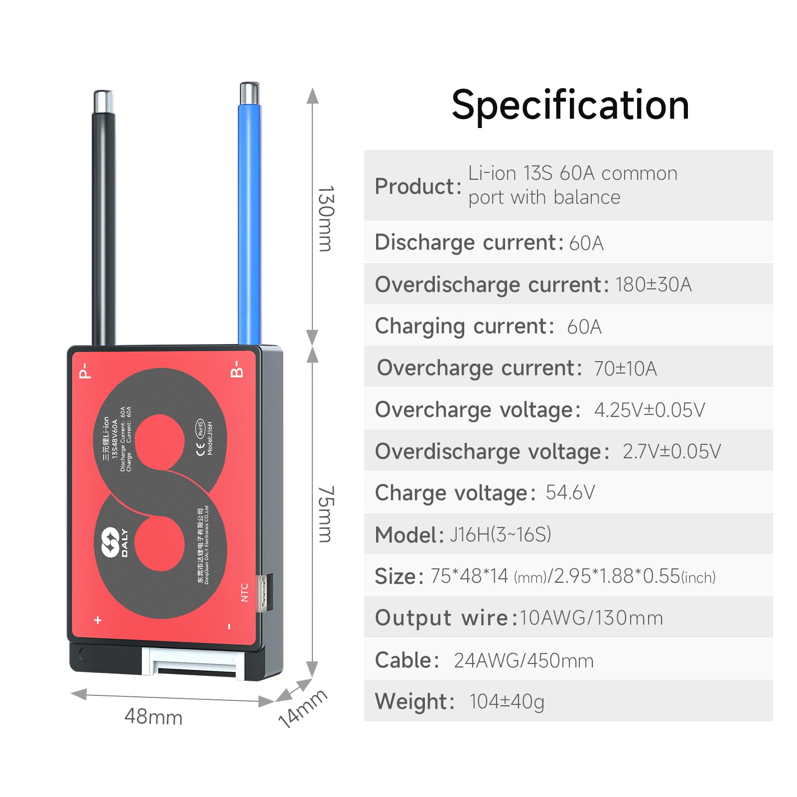 Amazon.com: DALY BMS 13S 48V 60A Li-ion Battery Protection Module