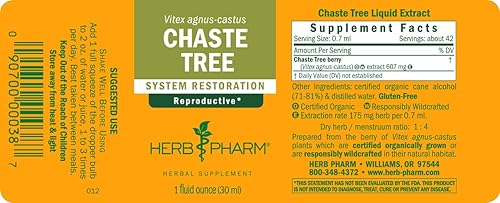 Miniatura 5 de Herb Pharm Extracto líquido de Chaste Tree para apoyo del sistema reproductivo femenino, 1 onza (DCHASTE01) (paquete de 2)