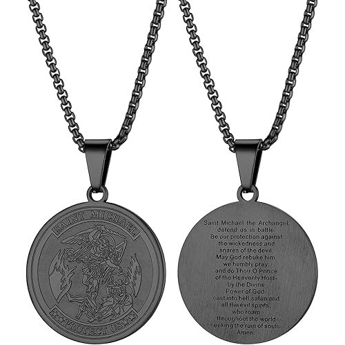 PROSTEEL Saint St Christopher/Benedict/Michael Medal Necklace for Men, 316L Stainless Steel Protection Necklace Catholic Jewelry, 22"-24" Adjustable, Come with Box