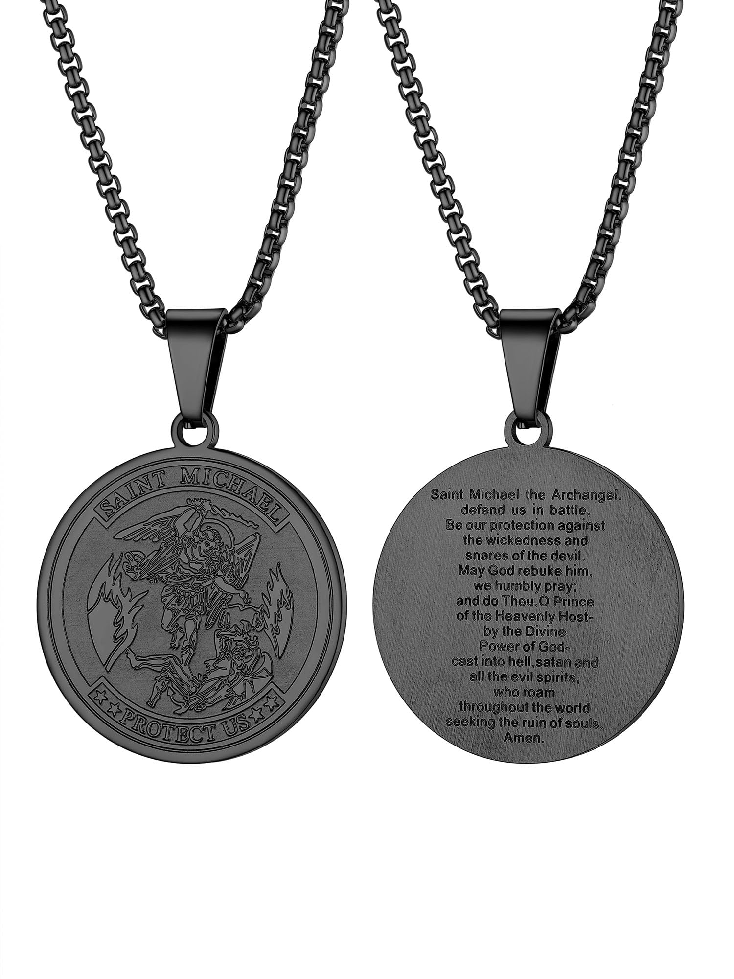 PROSTEEL St Christopher/St Benedict/St Michael Pendant Necklace for Men