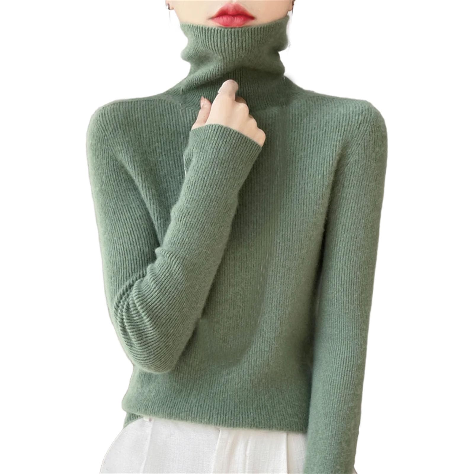 Cashmere Sweater Womens Solid Turtleneck Casual