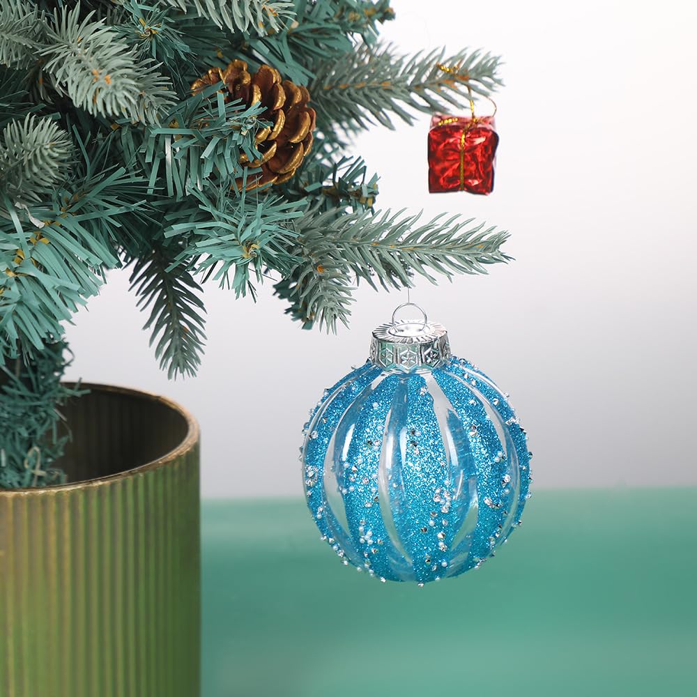 Bombki świąteczne, szampan bombki bożonarodzeniowe 9 szt. 8 cm Baubles jasne dekoracje na choinkę wakacje dom dekoracja świąteczna (niebieskie jezioro)