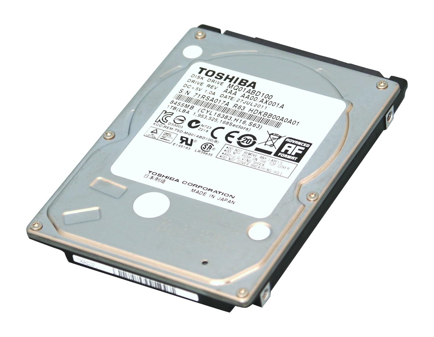 Toshiba MQ01ABD 1 TB 2 5 Internal Hard Drive MQ01ABD100 SATA 5400RPM 1 Year Warranty Renewed