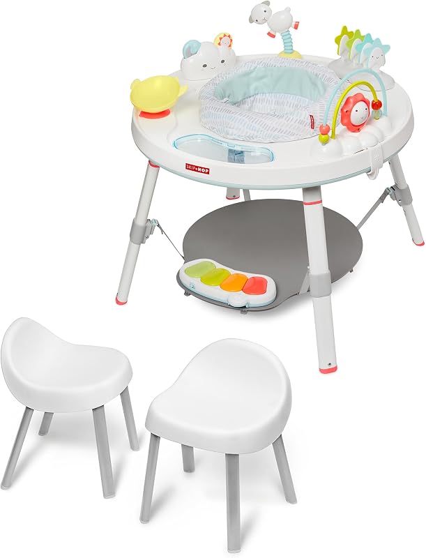 Skip Hop Baby Set Grow with Me 3 en 1 con centro de actividades y sillas para niños pequeños, Silver Lining Cloud