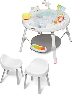 Skip Hop Baby Activity Center: Interactive Play Center with 3-Stage Grow-with-Me Functionality, 4mo+, Silver Lining Cloud & Toddler's Activity Chairs, White, 2 Count (Pack of 1), 303400