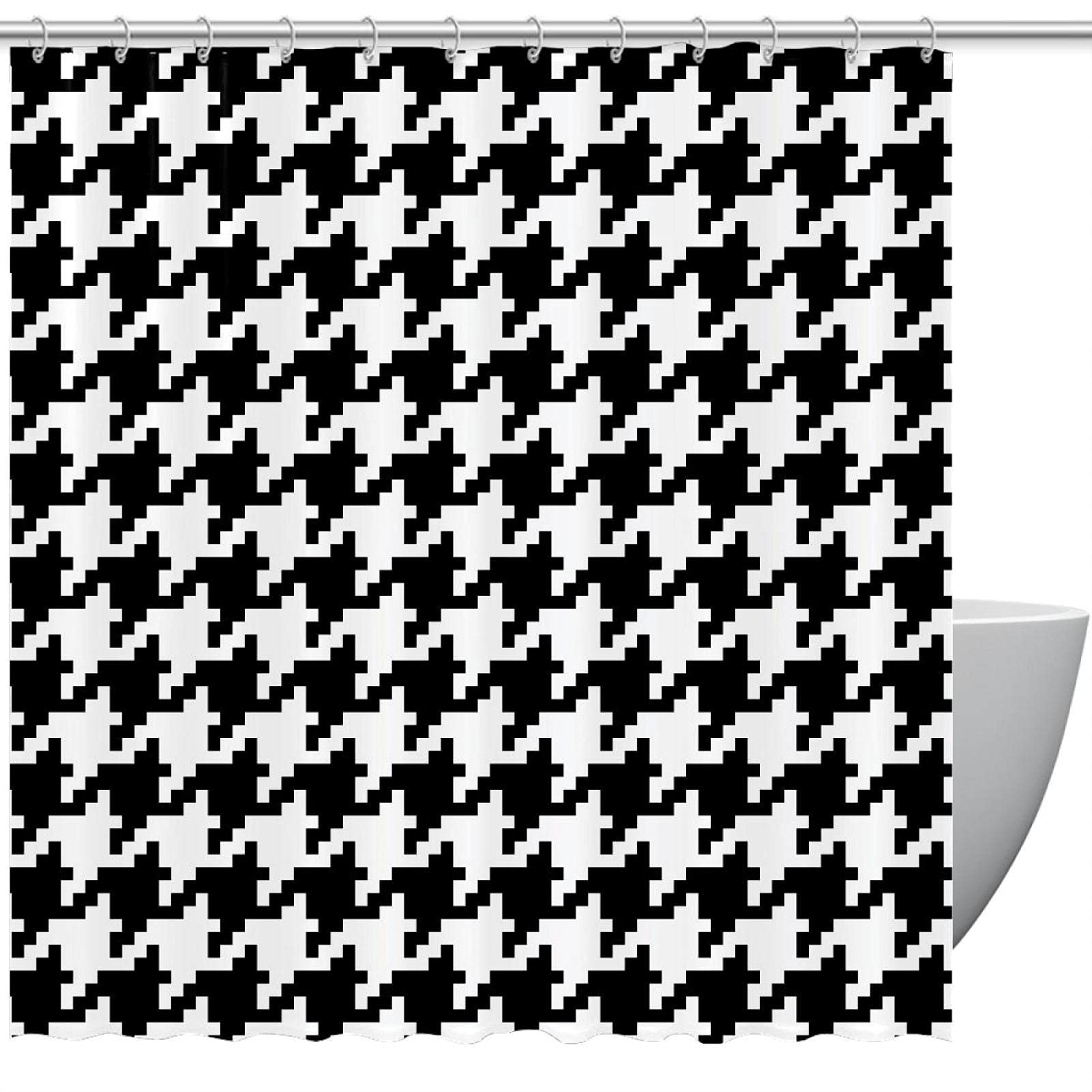 Rideau de douche noir et blanc anti-éclaboussures large 183 x 183 cm