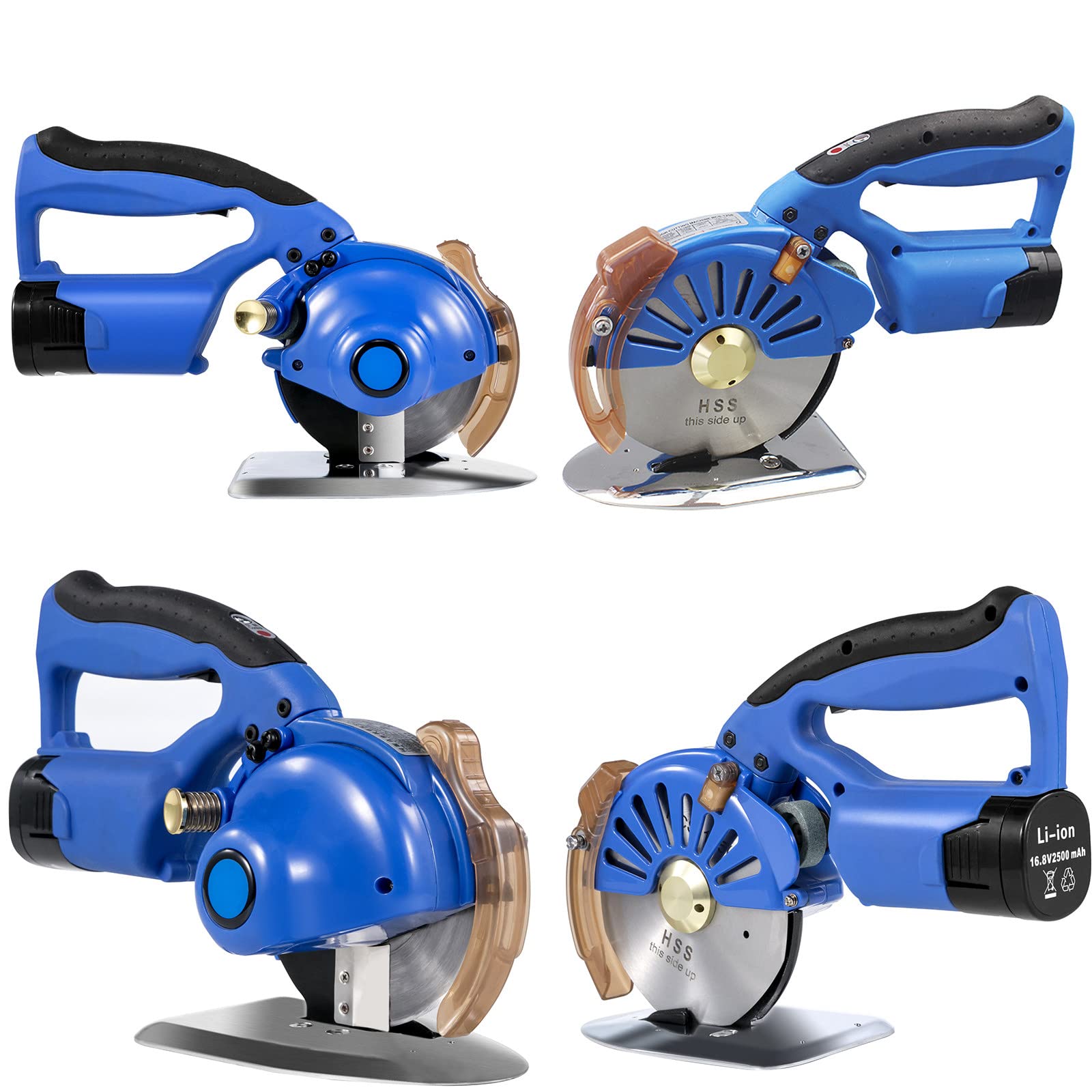 Máquina cortadora de tela inalámbrica, rotativa eléctrica de velocidad ajustable para cortar tela, fibra, algodón, seda, cuero, alfombras con 2 baterías de 2500 mAh