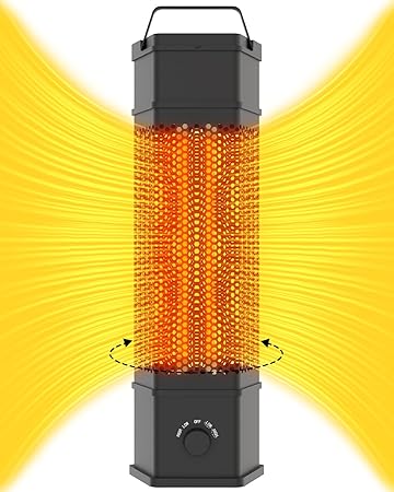 Electric Patio Heater Outdoor Indoor Use, 360°All-round Heating, 1500W Infrared Tower Heater, Tip-Over & Overheat Protection Portable Space Heater for Large Room, Backyard, Home