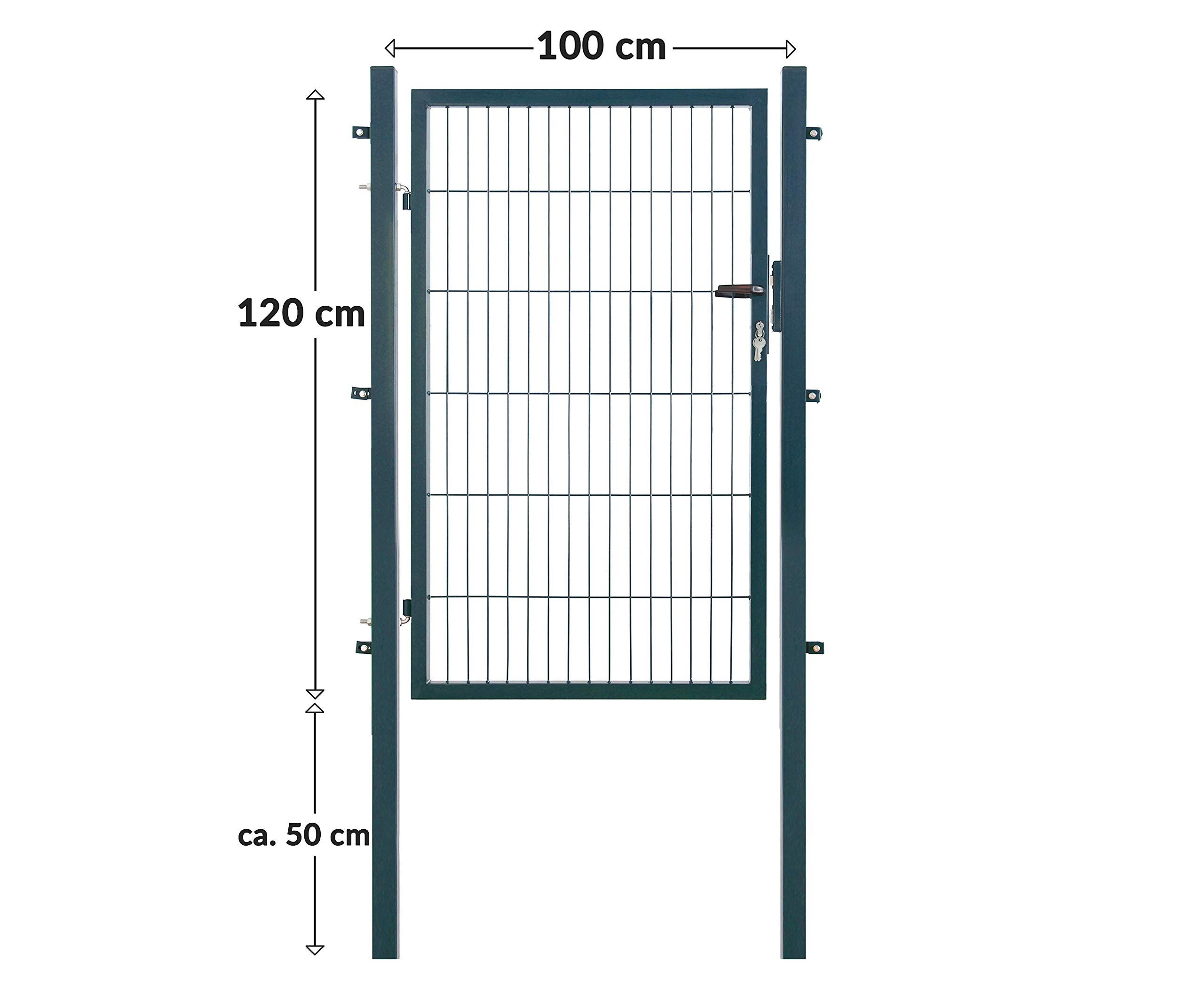 Koll Living Gartentore für Stabmattenzaun - Farbe und Höhe wählbar - inkl. Pfosten und Befestigungsmaterial (Gartentor H 120 x B 100 cm, anthrazit)