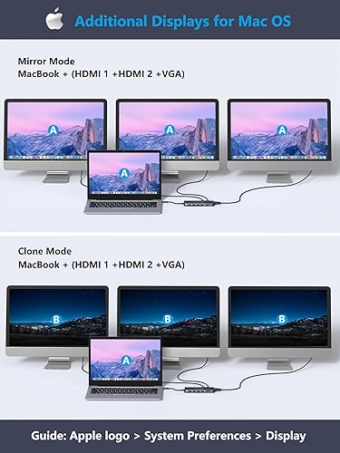 Miniatura 3 de Estación de acoplamiento USB C para laptop, adaptador multipuerto 14 en 1 tipo C, doble HDMI, VGA, PD, Ethernet, SDTF, puertos USB CA,