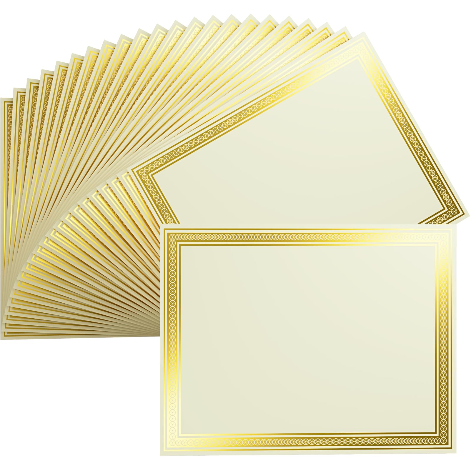 100 Count Certificate Paper 8.5 x 11 for Printing,Blank Gold Foil Border,Award Certificate Paper for Business,Graduation Diploma,School and