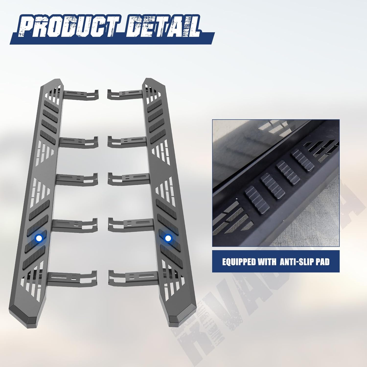 2 PCS Running Boards Side Steps Compatible for Tesla Cybertruck 2024 2025 2026, Black Matte Power Coating,Heavy-Duty Steel Nerf Bars Step Plates Rock Rails for Cybertruck 24-26,Bolt-on Installation