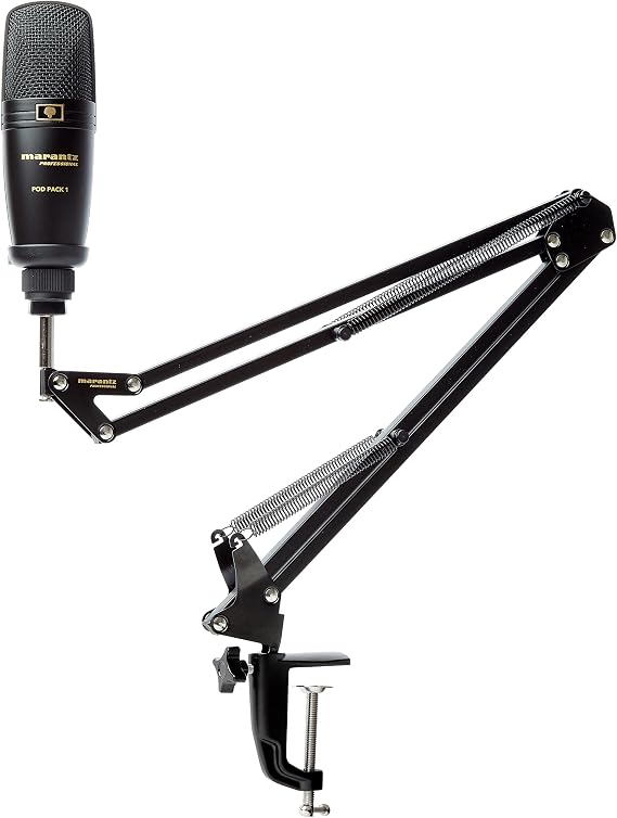 Marantz Professional Pod Pack 1 USB Condenser Microphone Kit for Gaming, Streaming and Podcasting with Built-In Audio Interface, Adjustable Boom Arm and Desk Clamp, Plug-and-Play