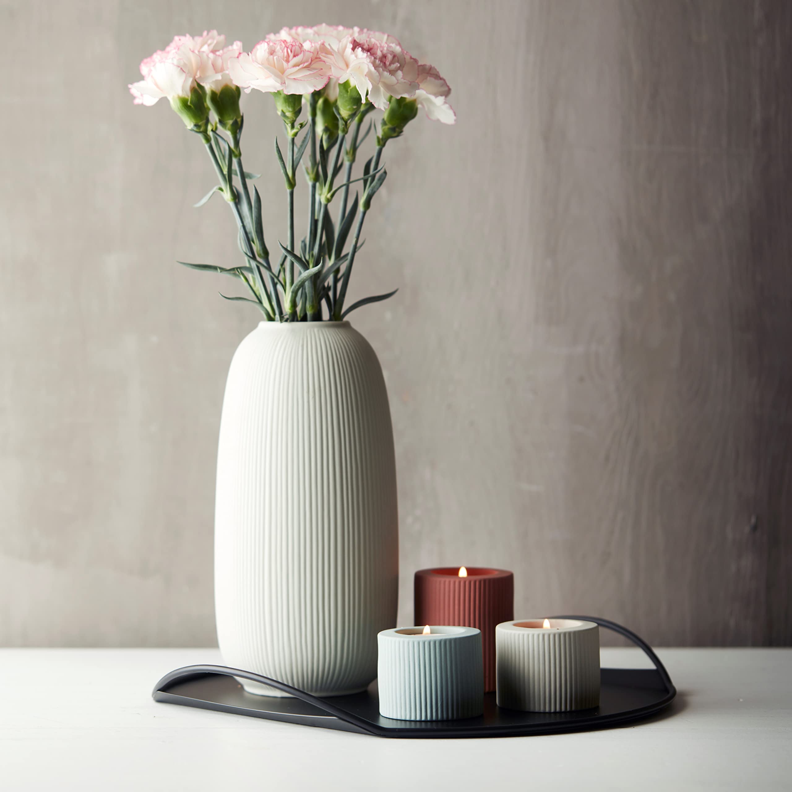 Point-Virgule plateau de service avec poignées, plateau table basse, rond, noir mat, 35cm